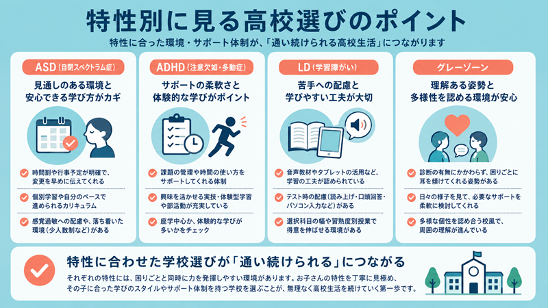 特性別に見る高校選びのポイント